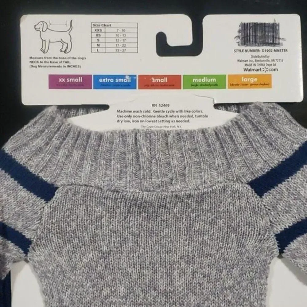 Monster knit gray yellow alien dog‎ sweater